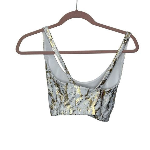 Carbon38 Gold Metallic Animal Snake Skin Print Athletic Leggings and Bra Sz L - Picture 10 of 11